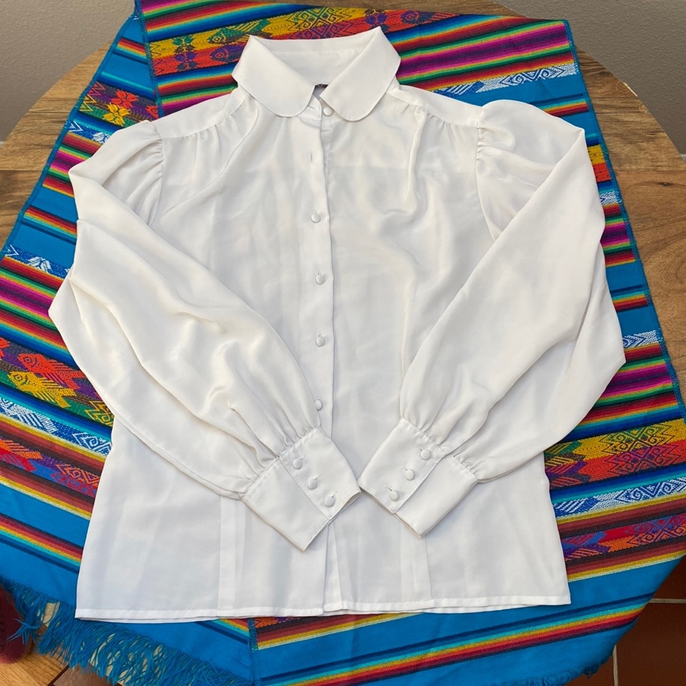Vintage White Button-up Blouse